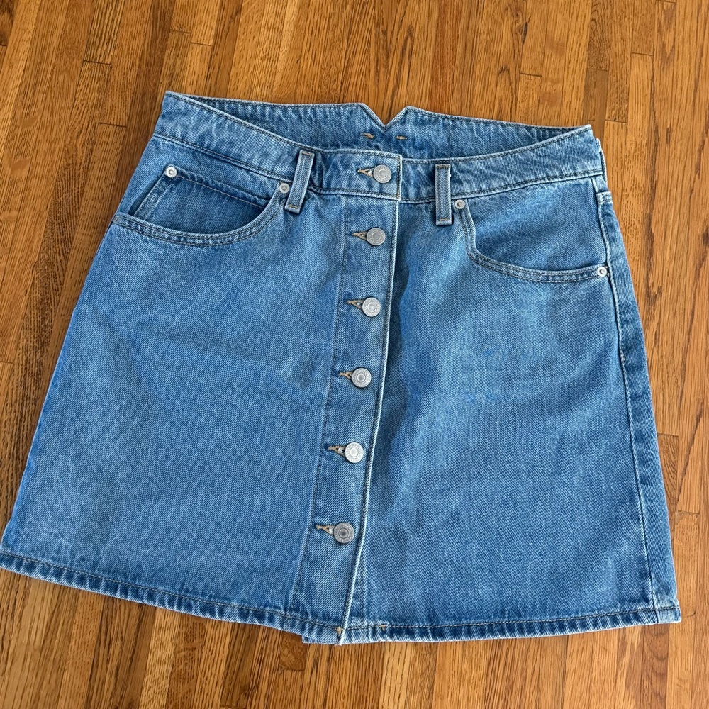 NWT Levi's Red Tab Button Front Denim Skirt High Waist 30"